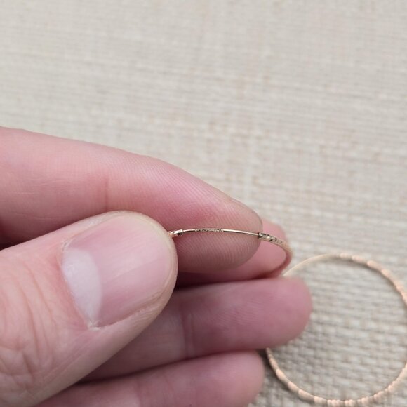 Rose Gold Over Sterling Silver Textured Hoop Earrings A6563 - Picture 4 of 6